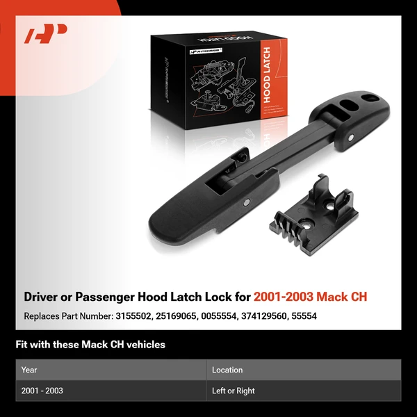 Driver or Passenger Hood Latch Lock for 2001-2003 Mack CH