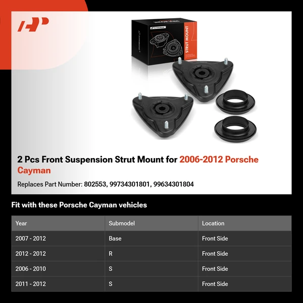 2 Pcs Front Suspension Strut Mount for 2006-2012 Porsche Cayman