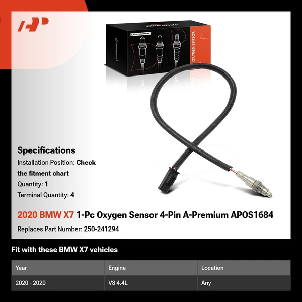 2020 BMW X7 1-Pc Oxygen Sensor 4-Pin A-Premium APOS1684