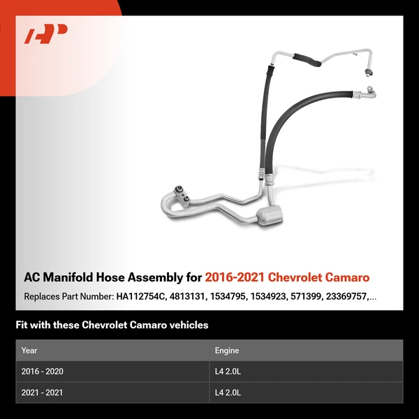 AC Manifold Hose Assembly for 2016-2021 Chevrolet Camaro