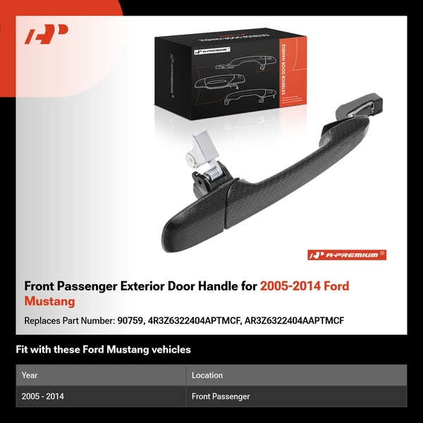 Front Passenger Exterior Door Handle for 2005-2014 Ford Mustang
