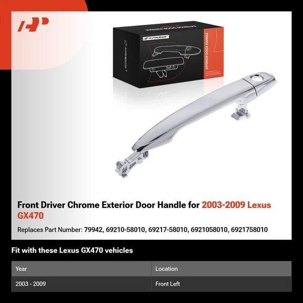 Front Driver Chrome Exterior Door Handle for 2003-2009 Lexus GX470
