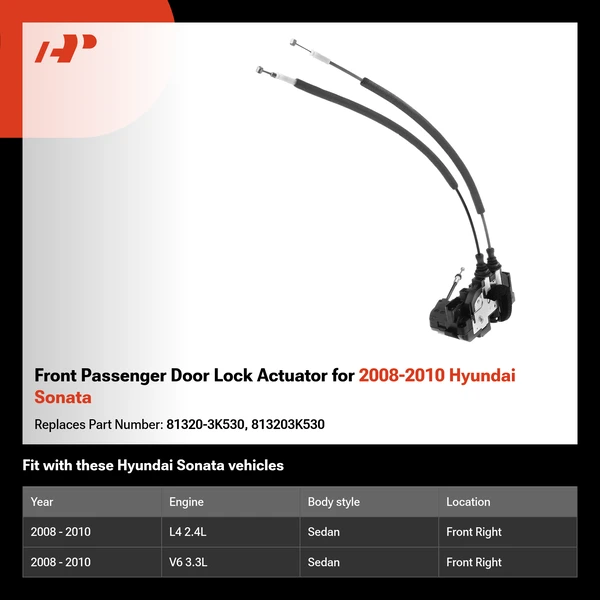Front Passenger Door Lock Actuator for 2008-2010 Hyundai Sonata