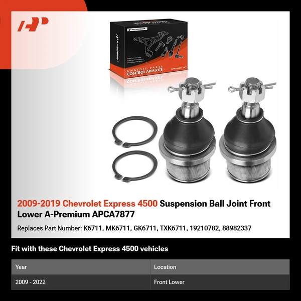 2009-2019 Chevrolet Express 4500 Suspension Ball Joint Front Lower A-Premium APCA7877