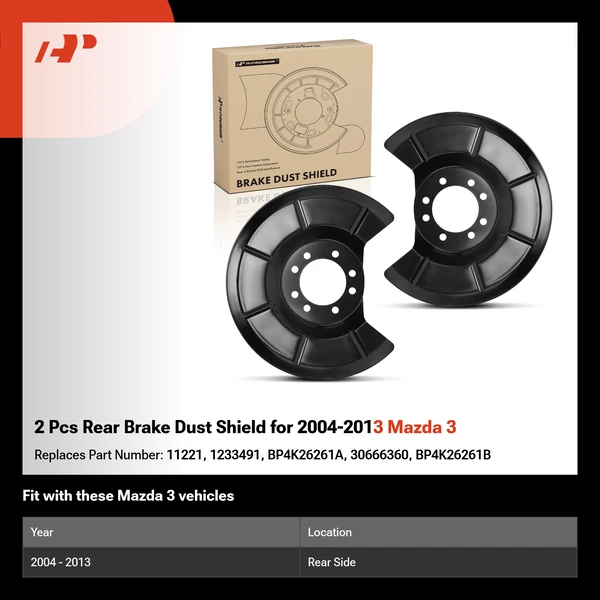 2 Pcs Rear Brake Dust Shield for 2004-2013 Mazda 3
