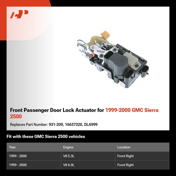 Front Passenger Door Lock Actuator for 1999-2000 GMC Sierra 2500