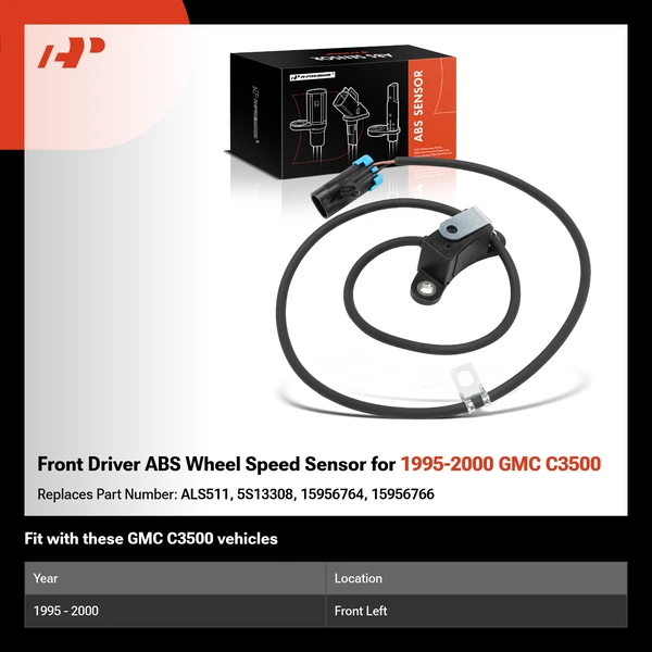 Front Driver ABS Wheel Speed Sensor for 1995-2000 GMC C3500
