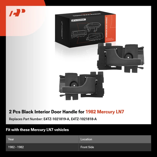 2 Pcs Black Interior Door Handle for 1982 Mercury LN7