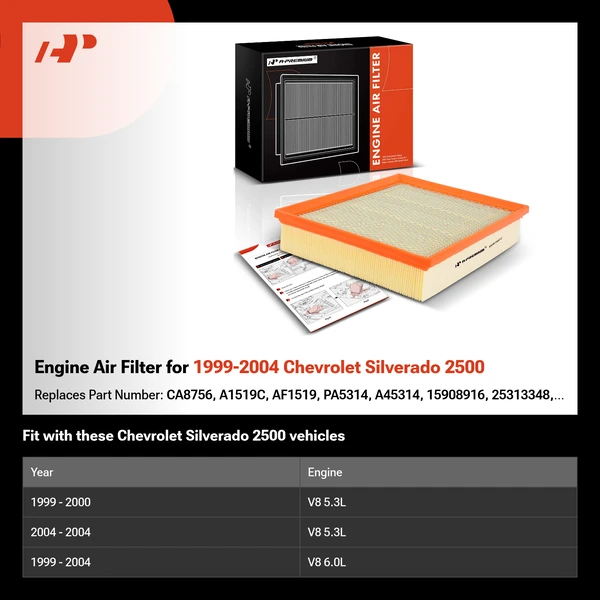 Engine Air Filter for 1999-2004 Chevrolet Silverado 2500