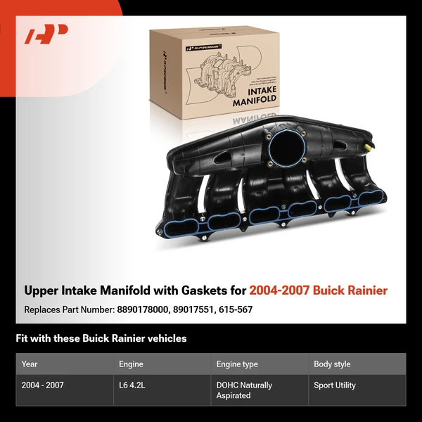 Upper Intake Manifold with Gaskets for 2004-2007 Buick Rainier