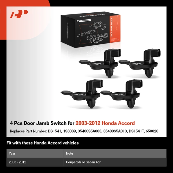 4 Pcs Door Jamb Switch for 2003-2012 Honda Accord
