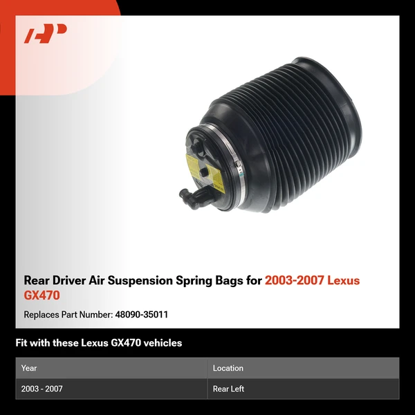 Rear Driver Air Suspension Spring Bags for 2003-2007 Lexus GX470