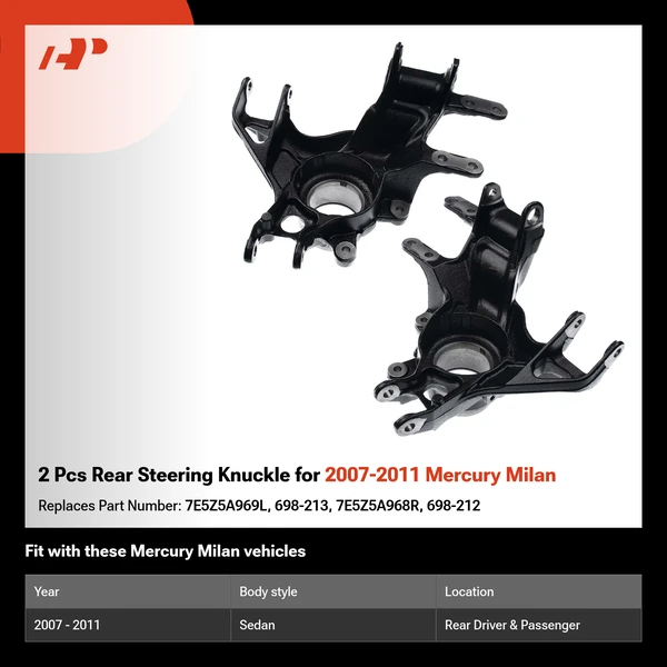 2 Pcs Rear Steering Knuckle for 2007-2011 Mercury Milan
