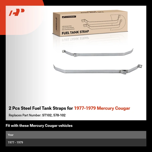 2 Pcs Steel Fuel Tank Straps for 1977-1979 Mercury Cougar