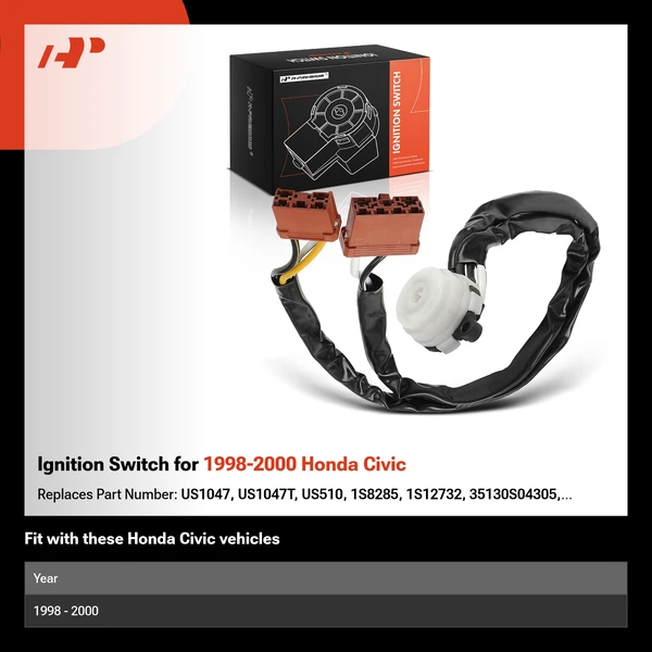 Ignition Switch for 1998-2000 Honda Civic