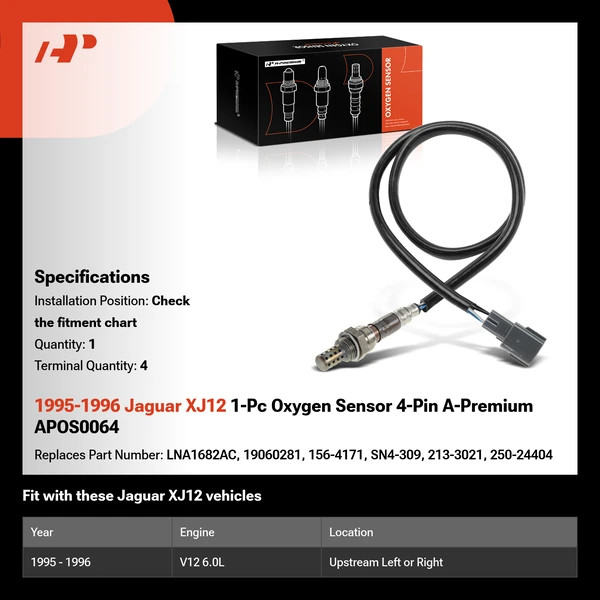 1995-1996 Jaguar XJ12 1-Pc Oxygen Sensor 4-Pin A-Premium APOS0064