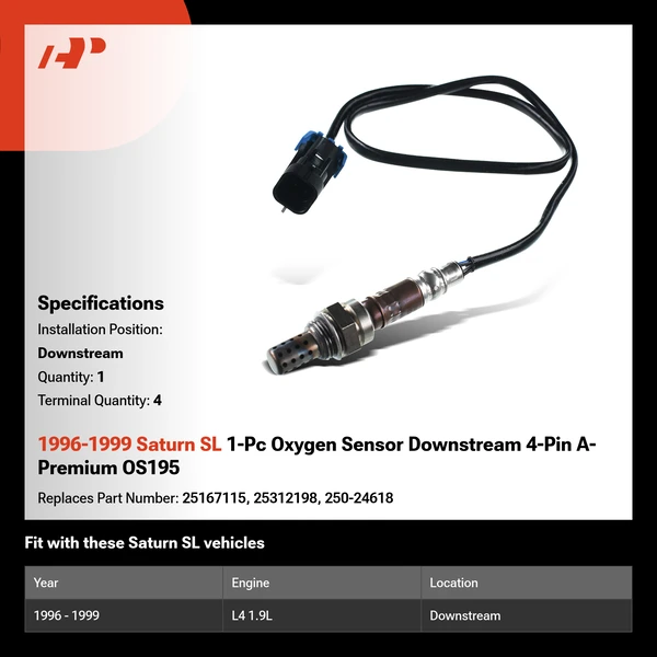 1996-1999 Saturn SL 1-Pc Oxygen Sensor Downstream 4-Pin A-Premium OS195