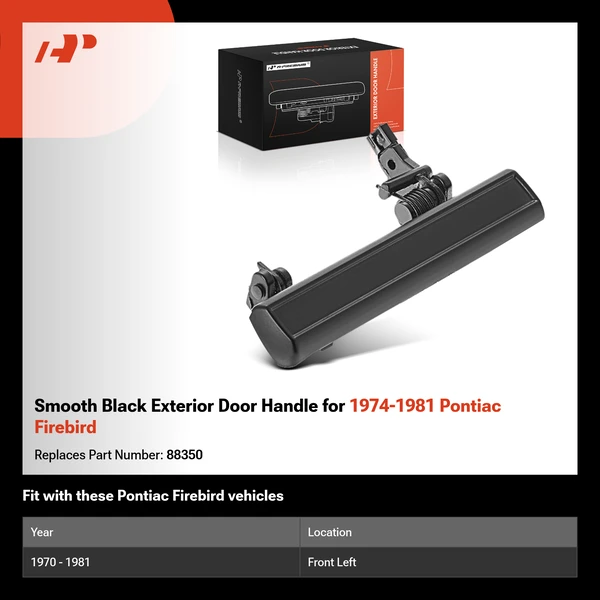 Smooth Black Exterior Door Handle for 1974-1981 Pontiac Firebird