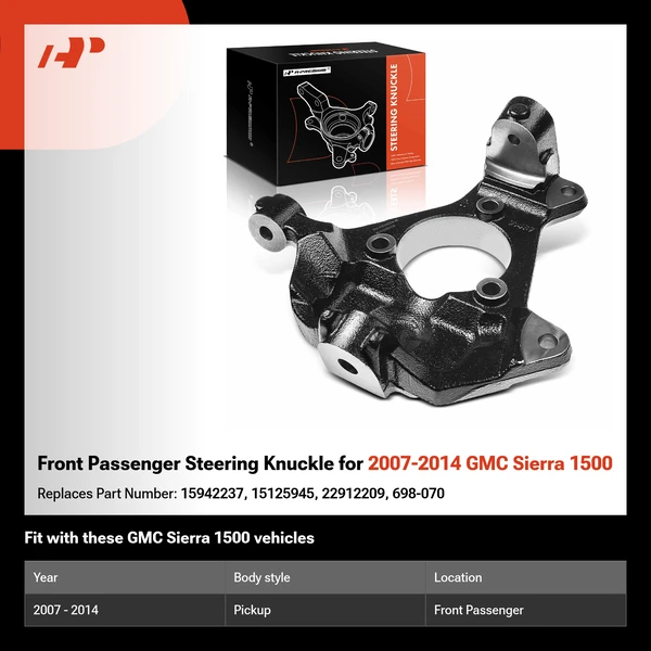 Front Passenger Steering Knuckle for 2007-2014 GMC Sierra 1500