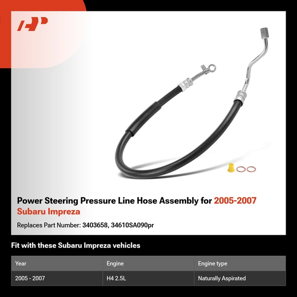Power Steering Pressure Line Hose Assembly for 2005-2007 Subaru Impreza