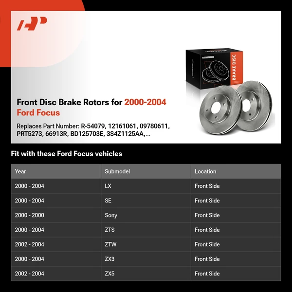 Front Disc Brake Rotors for 2000-2004 Ford Focus