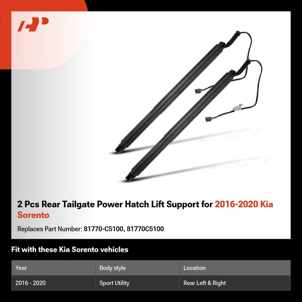 2 Pcs Rear Tailgate Power Hatch Lift Support for 2016-2020 Kia Sorento