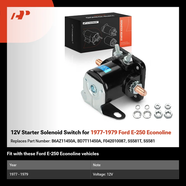 12V Starter Solenoid Switch for 1977-1979 Ford E-250 Econoline