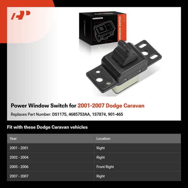 Power Window Switch for 2001-2007 Dodge Caravan