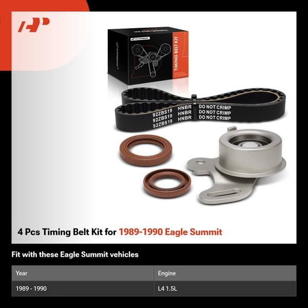 4 Pcs Timing Belt Kit for 1989-1990 Eagle Summit