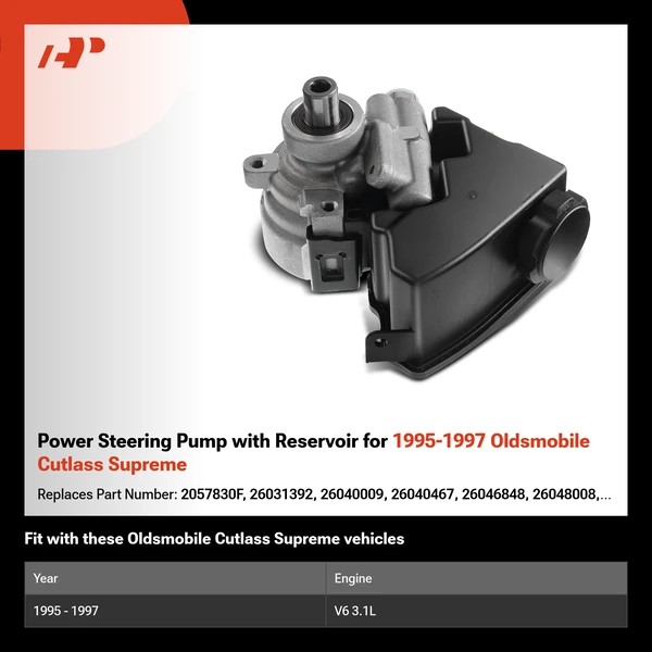 Power Steering Pump with Reservoir for 1995-1997 Oldsmobile Cutlass Supreme