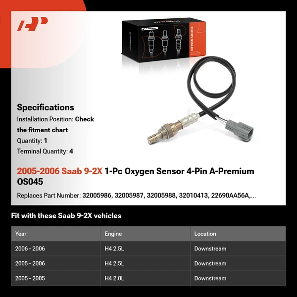 2005-2006 Saab 9-2X 1-Pc Oxygen Sensor 4-Pin A-Premium OS045