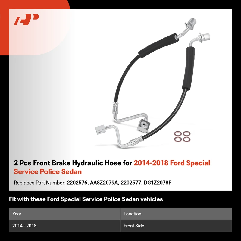 2 Pcs Front Brake Hydraulic Hose for 2014-2018 Ford Special Service Police Sedan