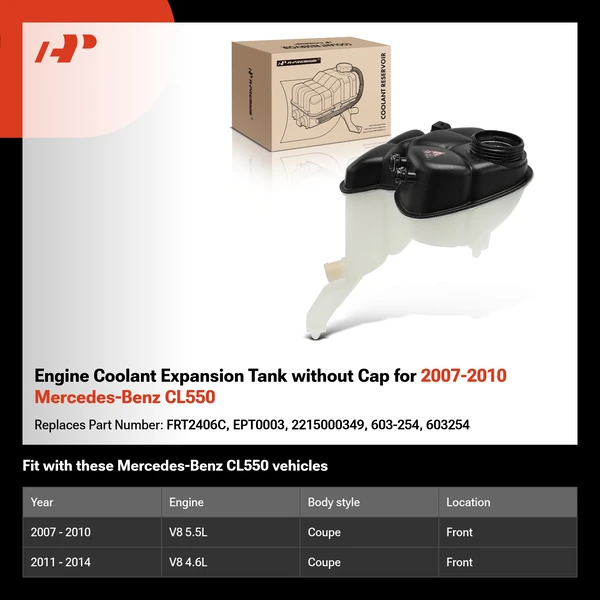 Engine Coolant Expansion Tank without Cap for 2007-2010 Mercedes-Benz CL550