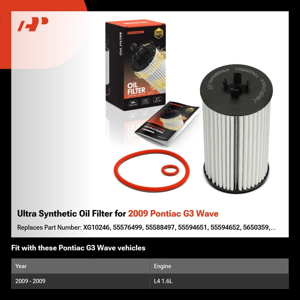 Ultra Synthetic Oil Filter for 2009 Pontiac G3 Wave