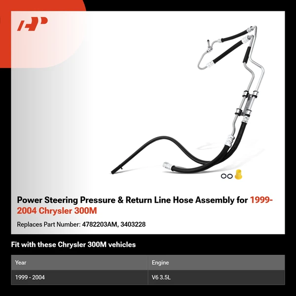 Power Steering Pressure & Return Line Hose Assembly for 1999-2004 Chrysler 300M