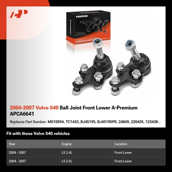 2004-2007 Volvo S40 Ball Joint Front Lower A-Premium APCA6641