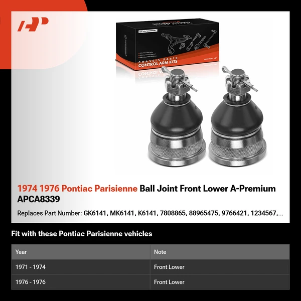 1974 1976 Pontiac Parisienne Ball Joint Front Lower A-Premium APCA8339