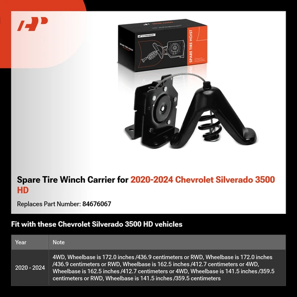 Spare Tire Winch Carrier for 2020-2024 Chevrolet Silverado 3500 HD
