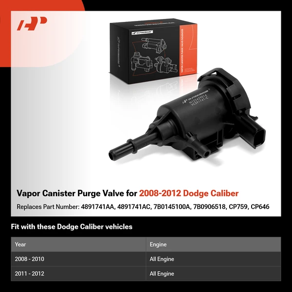 Vapor Canister Purge Valve for 2008-2012 Dodge Caliber