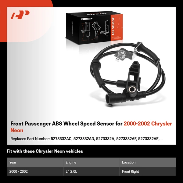 Front Passenger ABS Wheel Speed Sensor for 2000-2002 Chrysler Neon
