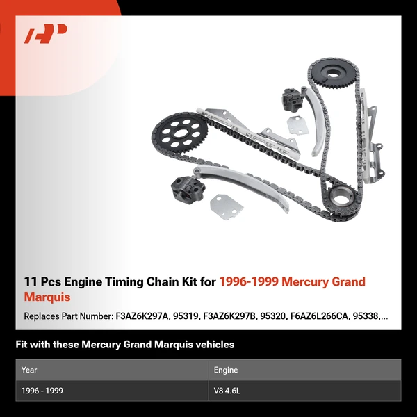 11 Pcs Engine Timing Chain Kit for 1996-1999 Mercury Grand Marquis