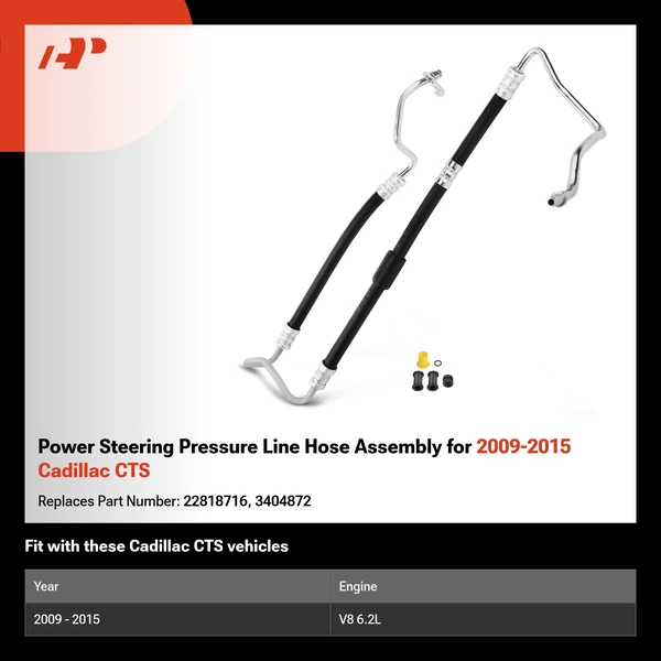 Power Steering Pressure Line Hose Assembly for 2009-2015 Cadillac CTS