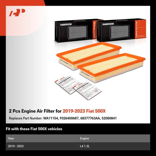 2 Pcs Engine Air Filter for 2019-2023 Fiat 500X