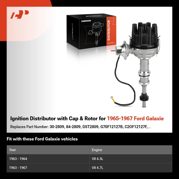 Ignition Distributor with Cap & Rotor for 1965-1967 Ford Galaxie