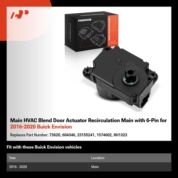 Main HVAC Blend Door Actuator Recirculation Main with 6-Pin for 2016-2020 Buick Envision