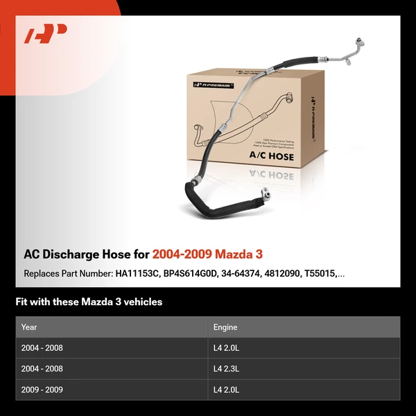 AC Discharge Hose for 2004-2009 Mazda 3