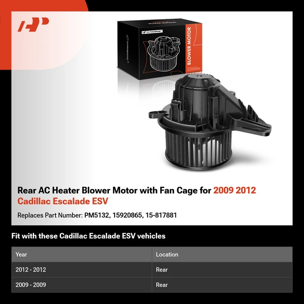 Rear AC Heater Blower Motor with Fan Cage for 2009 2012 Cadillac Escalade ESV
