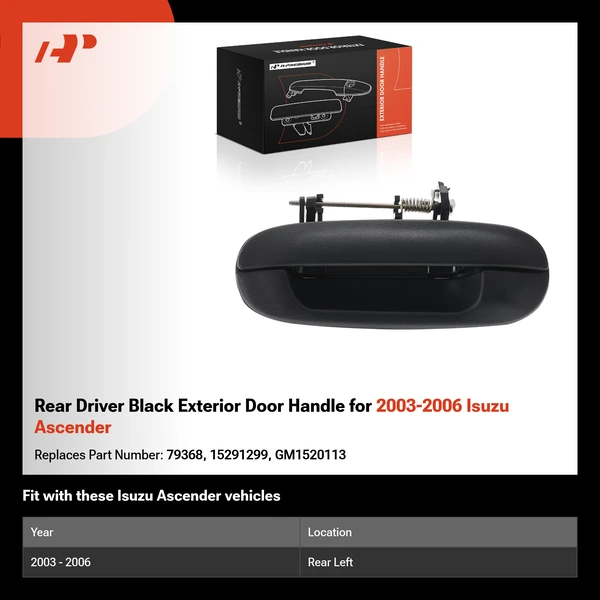 Rear Driver Black Exterior Door Handle for 2003-2006 Isuzu Ascender