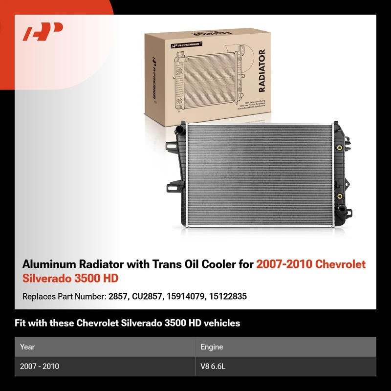 Aluminum Radiator with Trans Oil Cooler for 2007-2010 Chevrolet Silverado 3500 HD