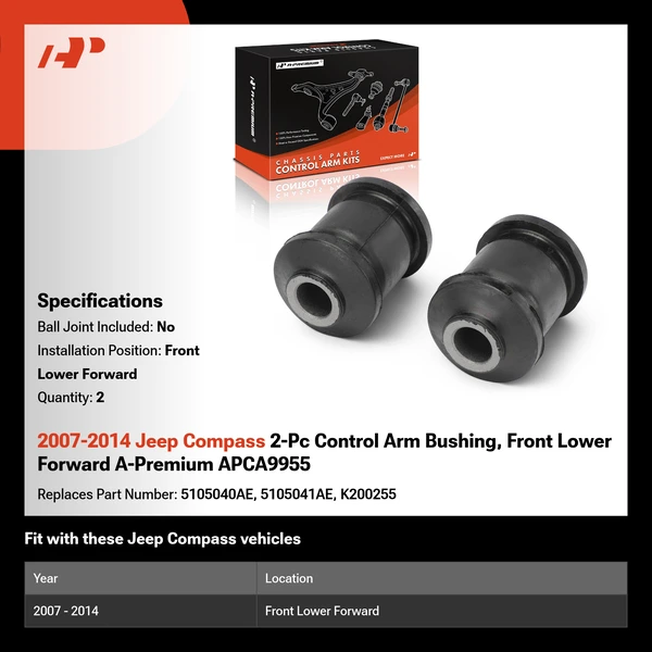 2007-2014 Jeep Compass 2-Pc Control Arm Bushing, Front Lower Forward A-Premium APCA9955